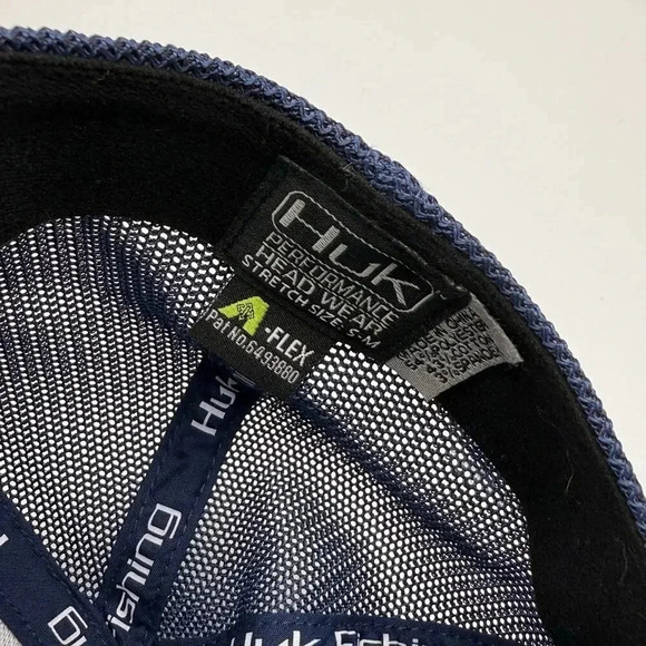 Huk Performance Fishing‎ Classic Logo Stretch back Trucker Hat Mens Sargasso Sea - Picture 10 of 12